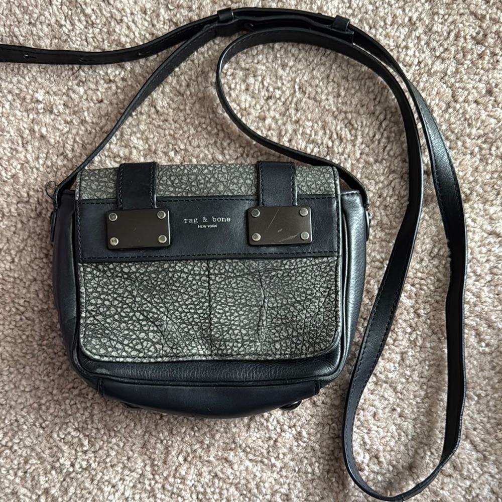 Rag & Bone Textured Black and Gray Shoulder Bag